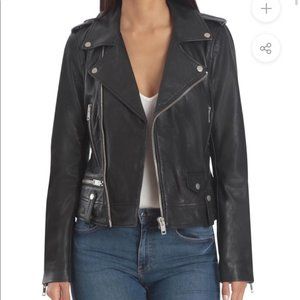 Bagatelle Black Washed Leather Zipper Moto Biker Jacket Size Small